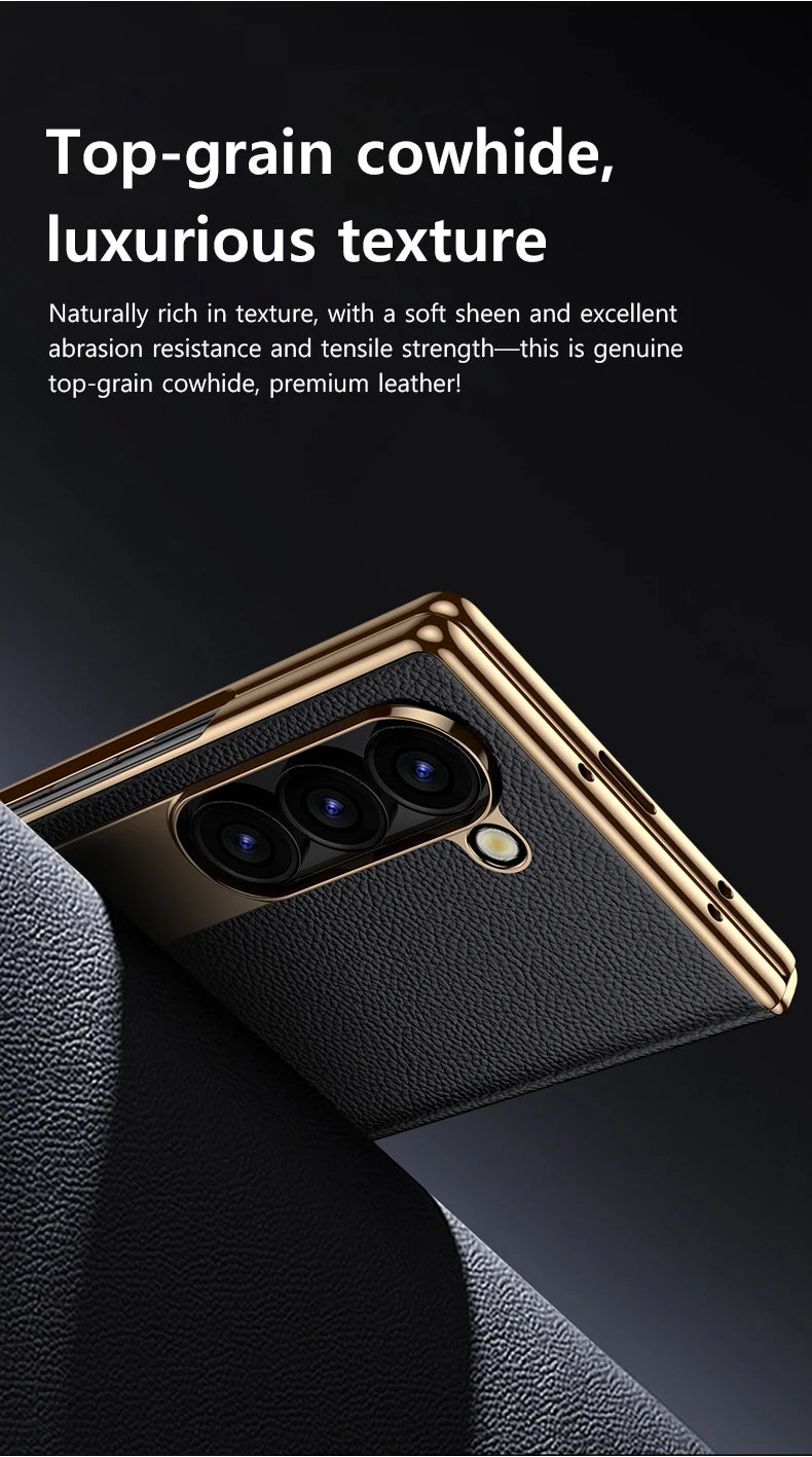 For Samsung Z Fold 7 6 5 4 3 Genuine leather Magnetic Hinge Full protective phone Case holder Kickstand fold6 Shockproof Cover