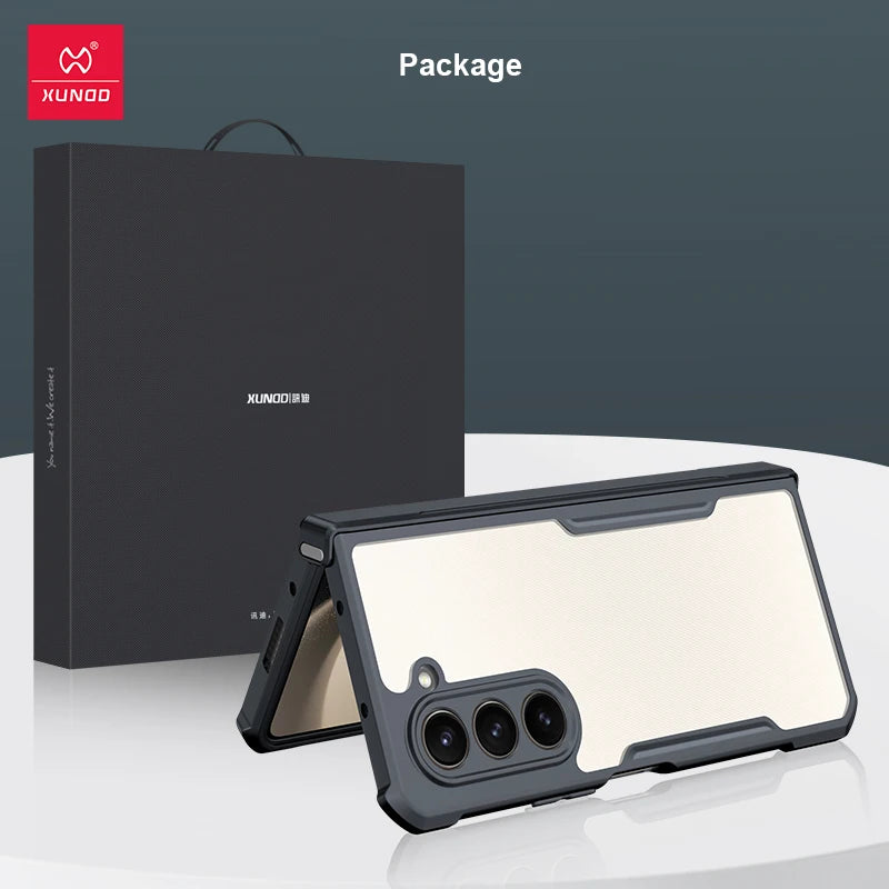 Xundd Foldable Case For Samsung Galaxy Z Fold 3 4 5 6 Fold 7 Airbag Shockproof Shell Glass&PC&TPU Protection Cover z 플립4 케