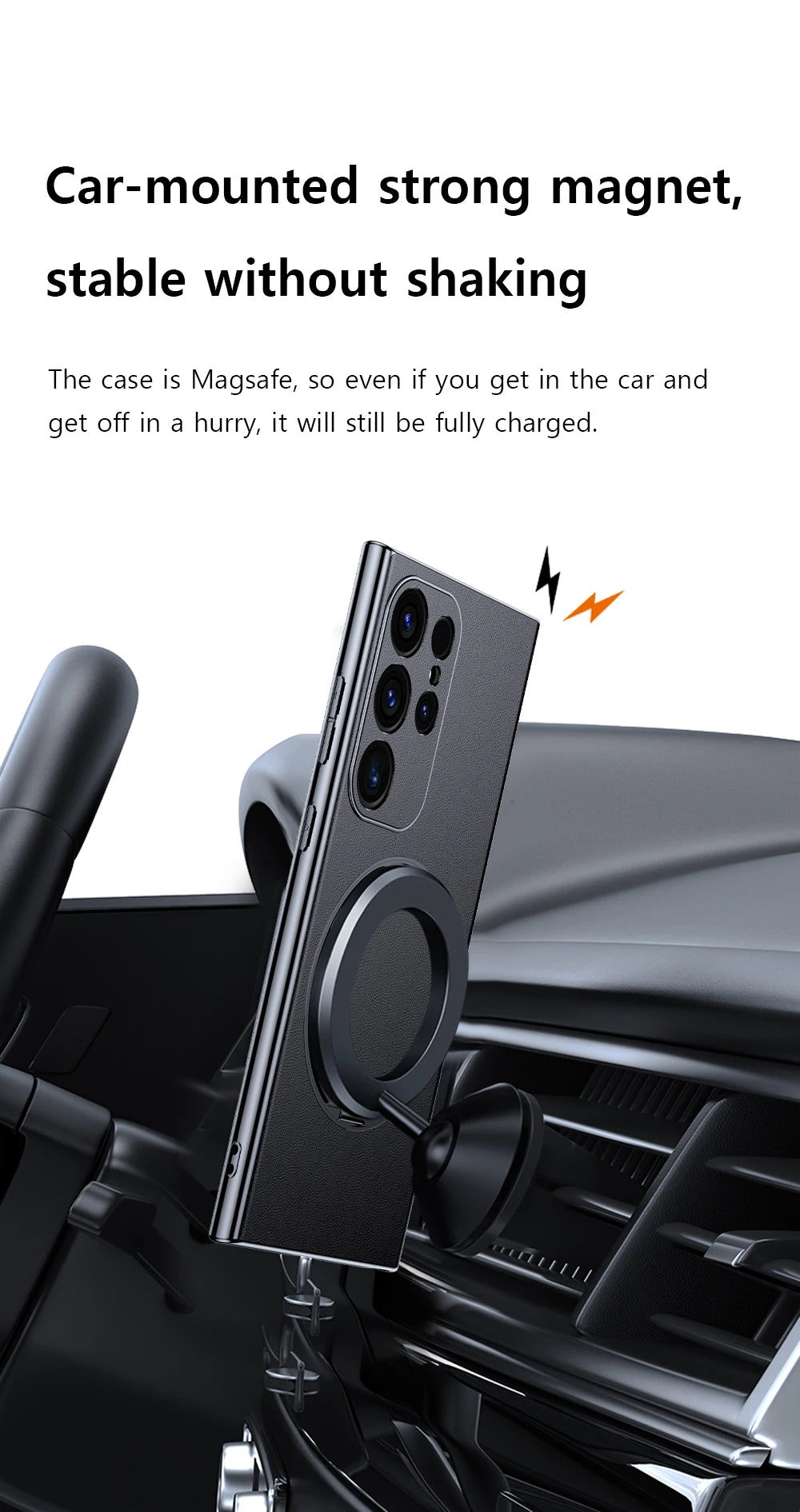 LANGSIDI Leather Magnetic Metal Ring holder Case For Samsung Galaxy S24 Ultra s23 S24 + plus shockproof Slim Protection