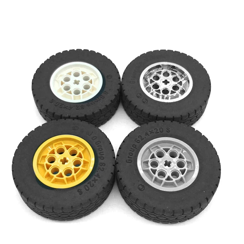 4Pcs/Lot Technical EV3 Wheel 62.4x20mm Tyres MOC 32019 32020/86652 Parts Building Block 42009 Crane Wheels DIY Spare Bricks Toys
