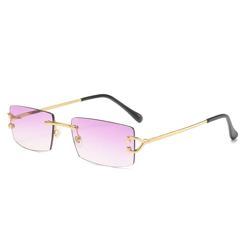 Square rimless sunglasses women Europe and the United States fashion modern glasses with street shot fashionable sunglasses