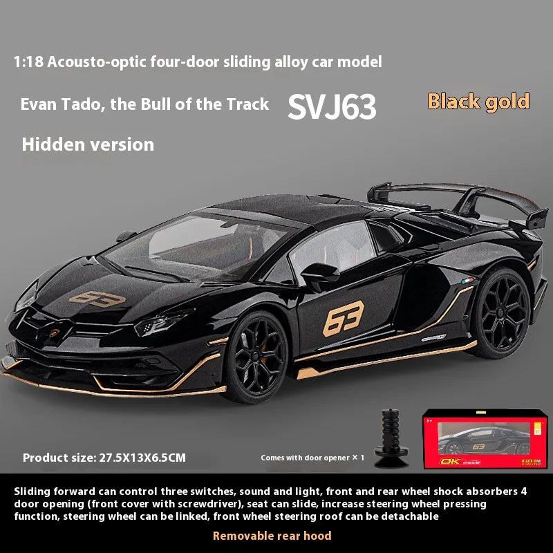 1 18 Scale SVJ63 Alloy Car Toy Model with Sound Light Effects Realistic Detail for Kids Playtime Collectors Delight