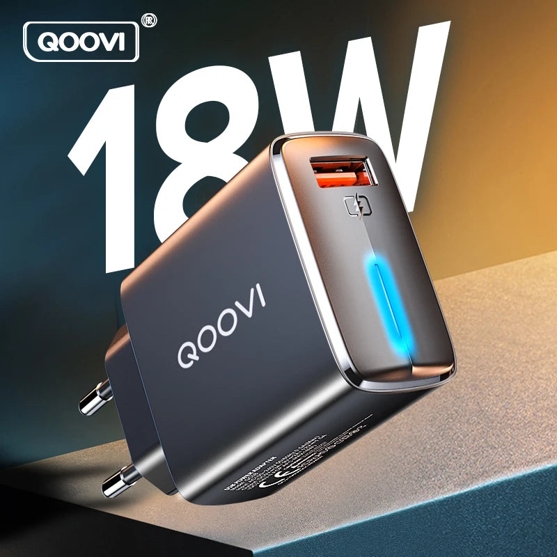 QOOVI 3A USB Wall Charger 18W Quick Charge 3.0 QC Fast Charging Adapter Mobile Phone Charger For iPhone Samsung S10 Xiaomi Redmi