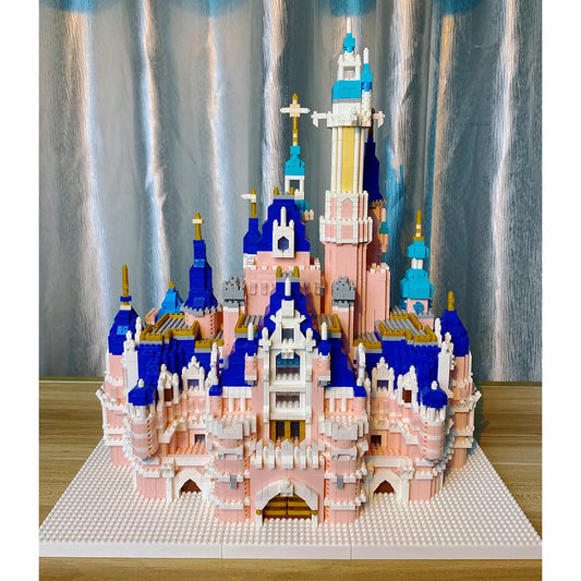 KNEW BUILT Gift Pink Castle Model Kits Toys Microblock Building Blocks for Adults Princess Kids Castles Architecture Set Bricks