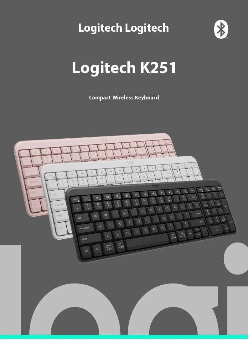 Logitech K251 Bluetooth Keyboard 99 Keys with Stand Holder, Wireless for Mac, IPhone, Android, Tablet, PC - 2025 New Release