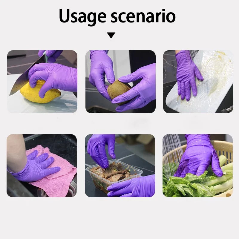 20/50/100/200/4001000pcs disposable purple nitrile gloves, suitable for car kitchens, gardening, and home cooking