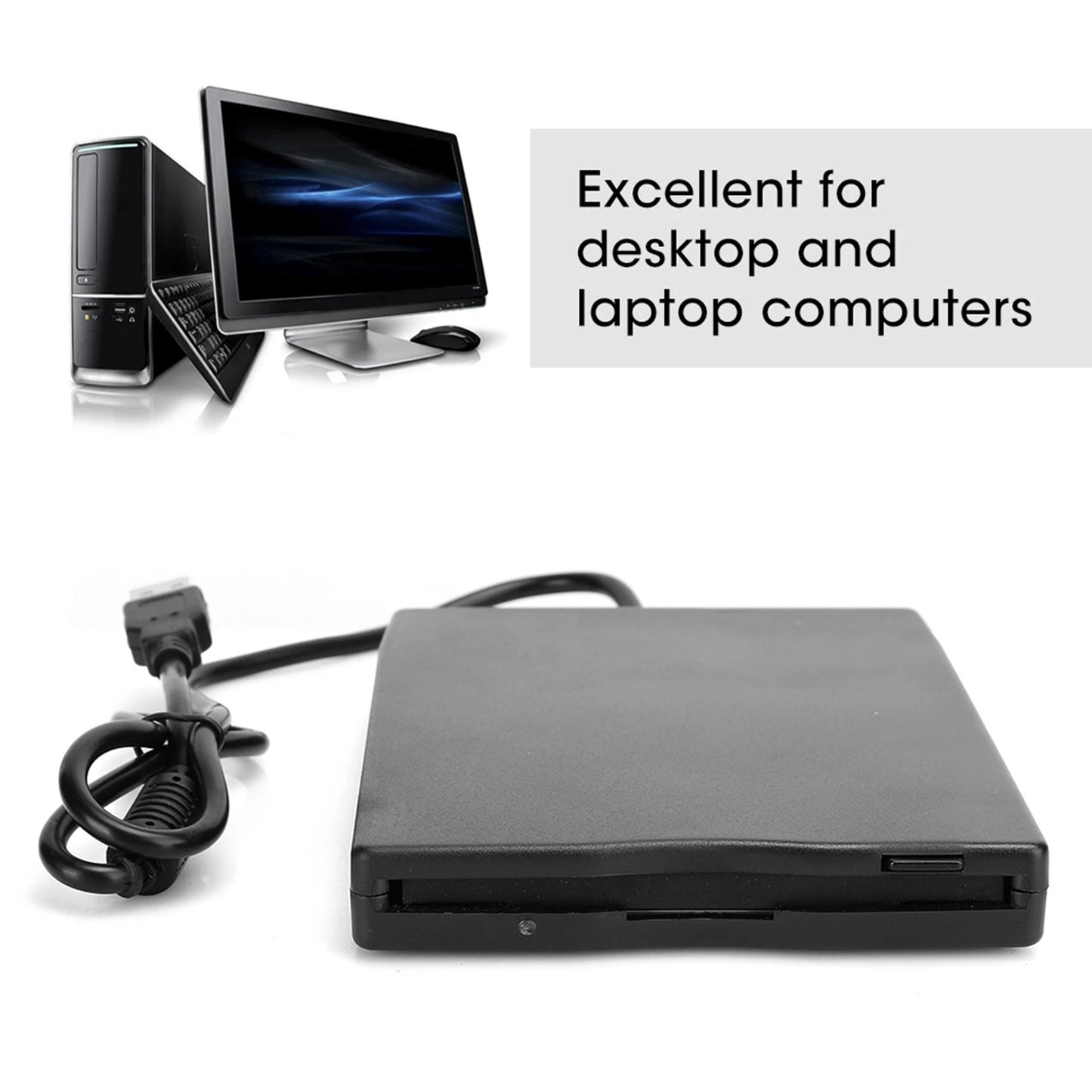 3.5 Inch External Floppy Disk Drive, Portable USB 3.0 Type-C 1.44MB FDD Disk Reader for PC Laptop Desktop Windows 10/8/7/SE