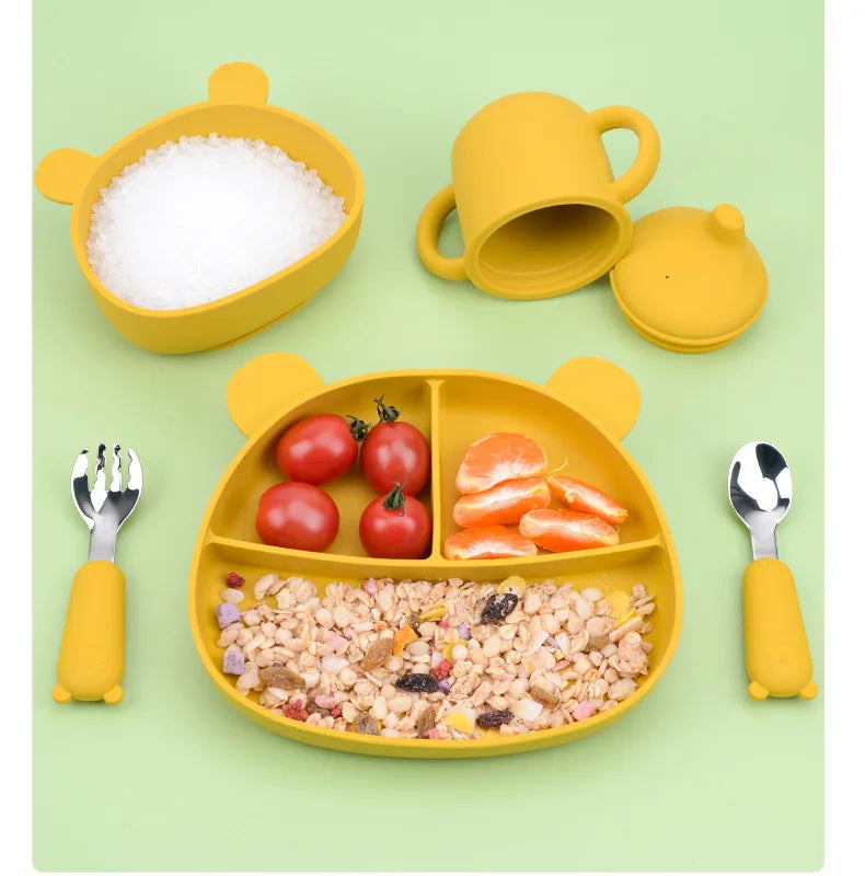 Baby Cartoon Tableware Set Children Utensil Stainless Steel Toddler Dinnerware Cutlery Cartoon Infant Food Feeding Spoon Fork