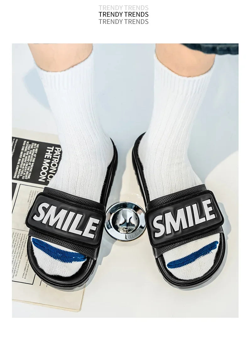 Men's Casual Slip-On Shoes Thick Bottom Air-Cushioned Slippers Magic Tape Simple High-End Summer Sandals EVA Material