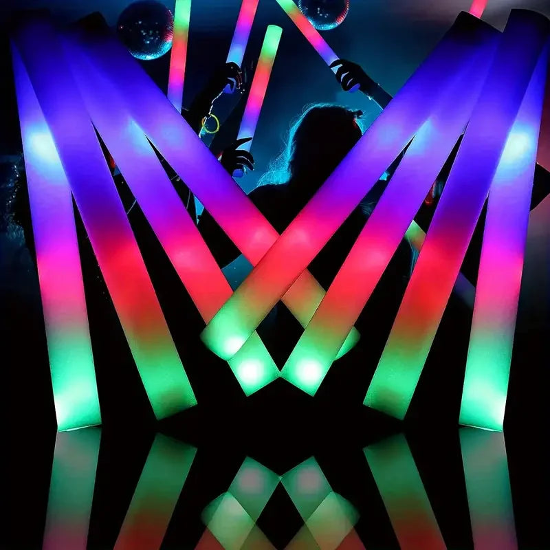 12pc Glow Sticks Giant Foam Glow Sticks Glow in The Dark Party Supplies for Wedding, Raves, Concert, Camping, New Year, Carnival
