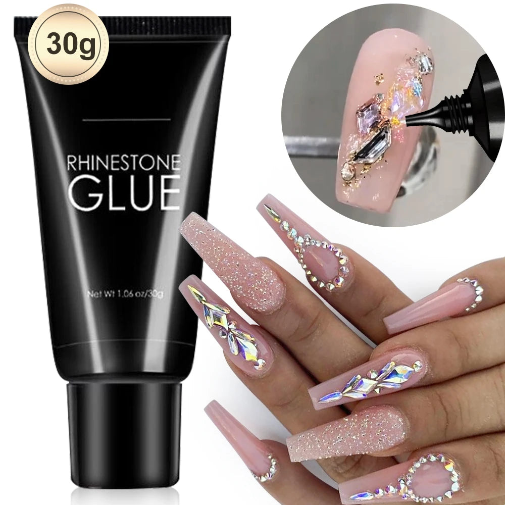 30g Solid Strong Adhesive Nail Glue For Rhinestone/False Nails/Glitter Fast Drying Gel DIY Professional Salon Manicure Glue *&#