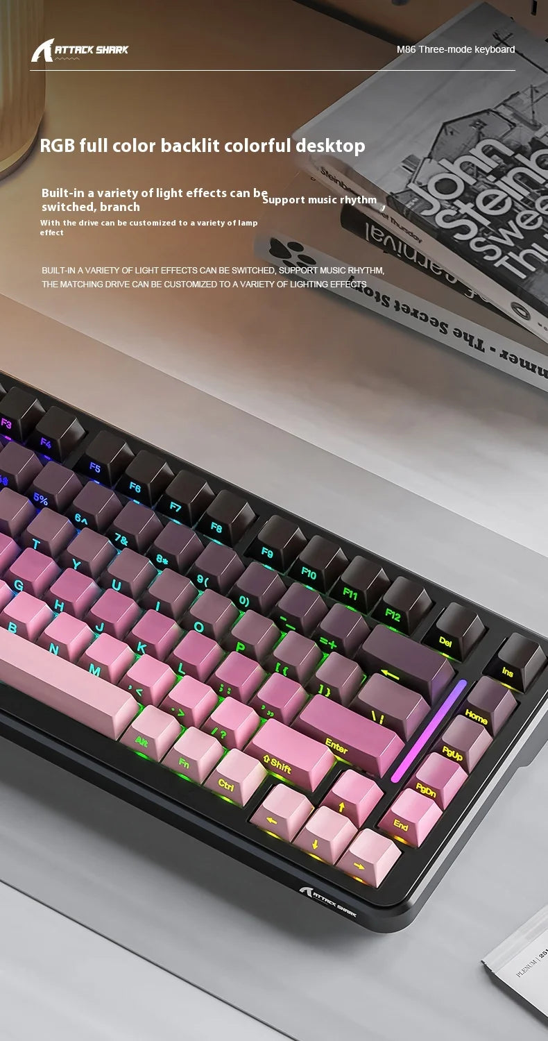 Attack Shark M86rgb Three-Mode Wireless Bluetooth Hot Plug Engraving Mechanical Keyboard Blueberry Axis Surprise Gift