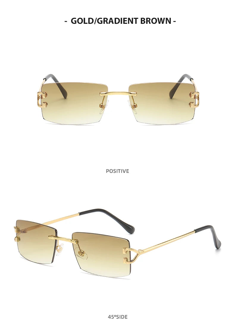 Square rimless sunglasses women Europe and the United States fashion modern glasses with street shot fashionable sunglasses