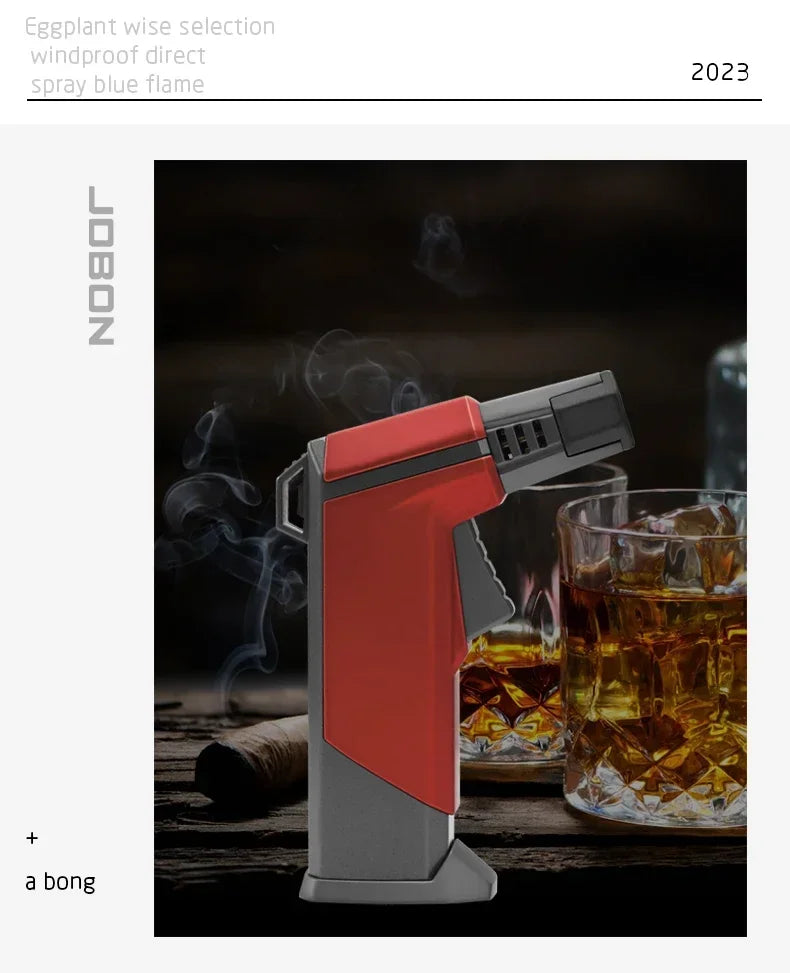 JOBON Multiple-uses Spray Gun Welding Gun Windproof Strong Blue Flame Gun Lighter with Flame Lock Non-slip Base Ignition Gadgets