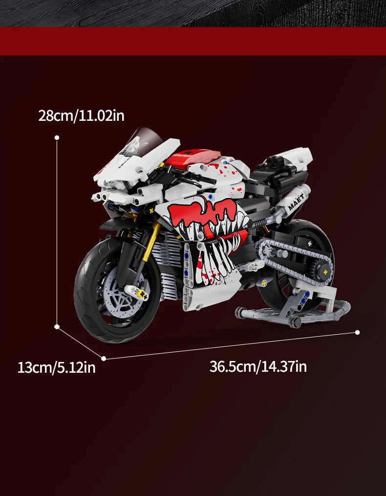 800+PCS Motorcycle Building Blocks Set Super Motorbike 1:10 Model Kit Technical Racing Kid Assembled Toy Gift For Boys And Girls
