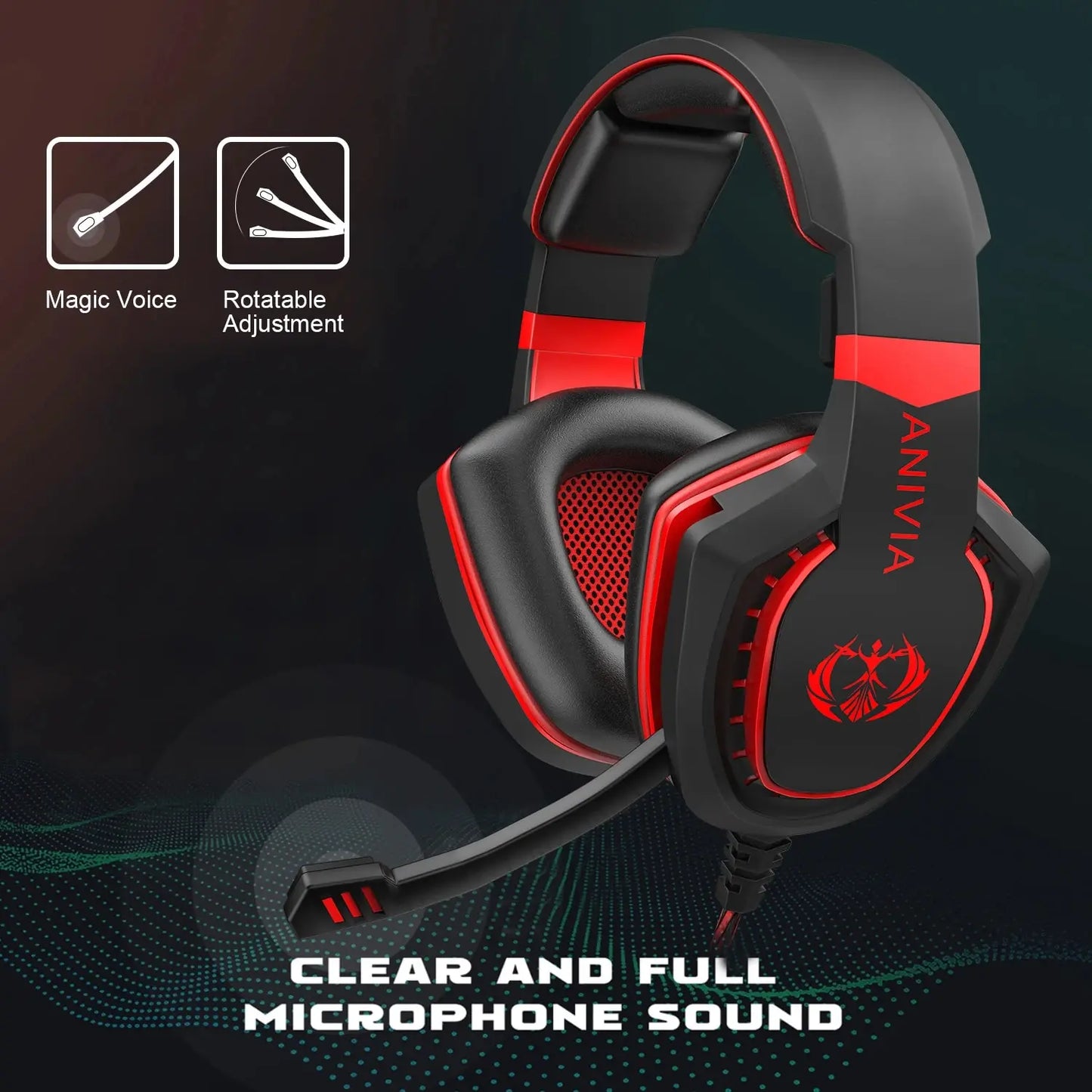 Headphones wired Gaming Headset Noise Isolating Overear Headphone with Mic.Volume Control Bass Surround for PC PS4 PS5 XBOX