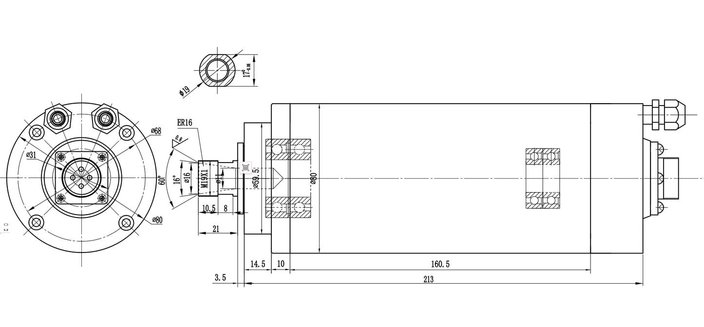 HotGDZ80-1.5 1500W CNC Machine Tool Spindle Easy to Install and Water Cooled