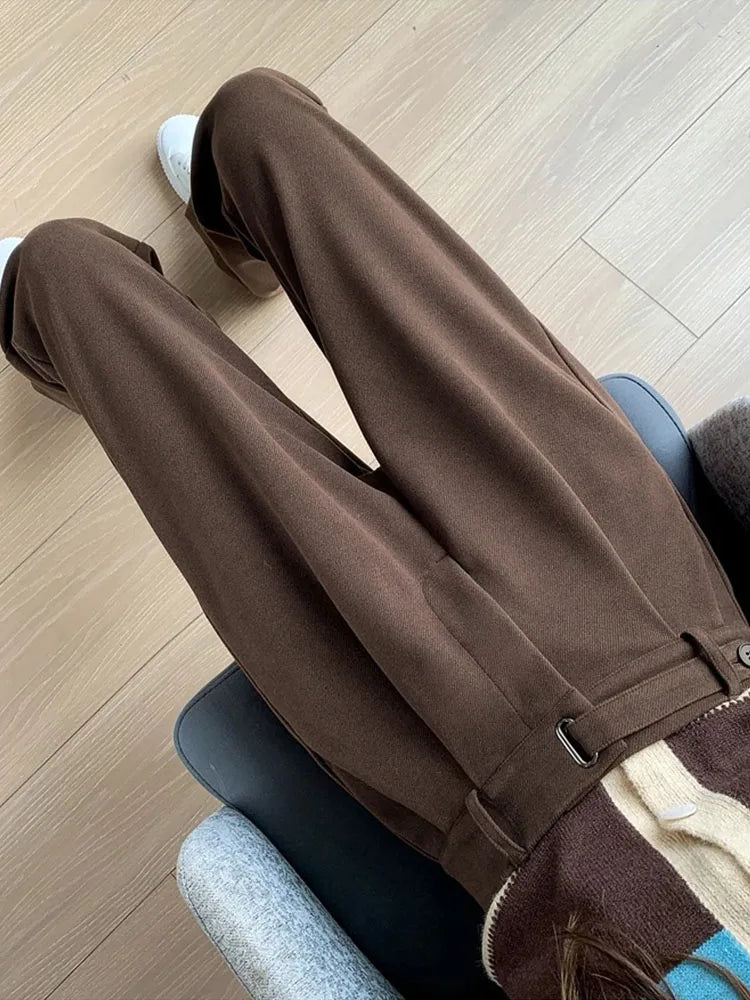 Fashion women's straight leg pants loose casual wide leg pants women straight leg small stylish senior all match all match pants