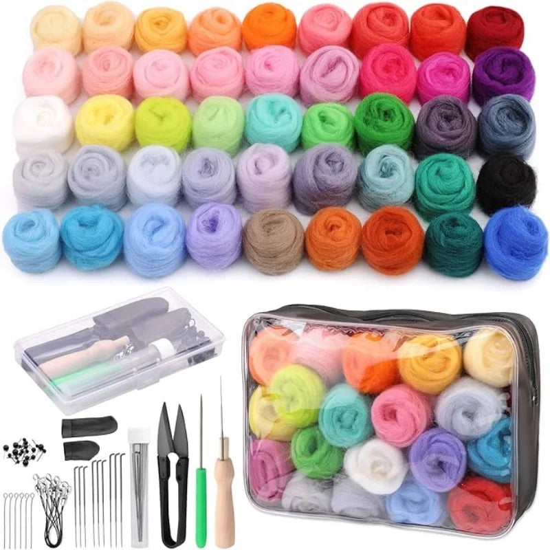 MIUSIE 45 Colors 3g Needle Felting Kits for Beginners, Needle Felting Supplies Kits with Tools, Felt Starter Kits with Needles