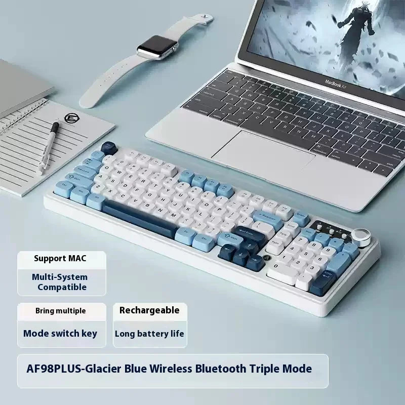 Ajazz Af98 Wireless Bluetooth Three-Mode Keyboard E-Sports Game Special Mechanical Touch Typing Office Computer Wired Keyboard