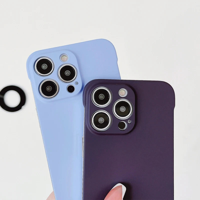 Ultra Thin Frameless Phone Case For iPhone 15 14 12 13 11 16 17 Pro Max 16 Plus Matte PC Hard Back Cover For iPhone 17 Air Cases