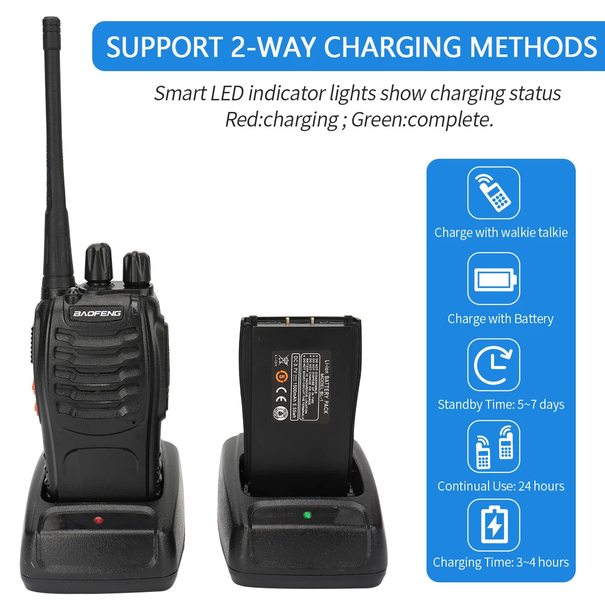 Baofeng BF-88E Pro Walkie Talkie Wireless Copy Frequency Long Range UHF 400-470MHz Portable Ham Two Way Radio for Hunting
