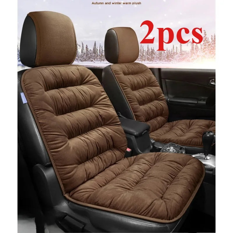 New car seat cushions, autumn and winter universal plush anti-slip seat cushions, 2 pieces of warm front seats