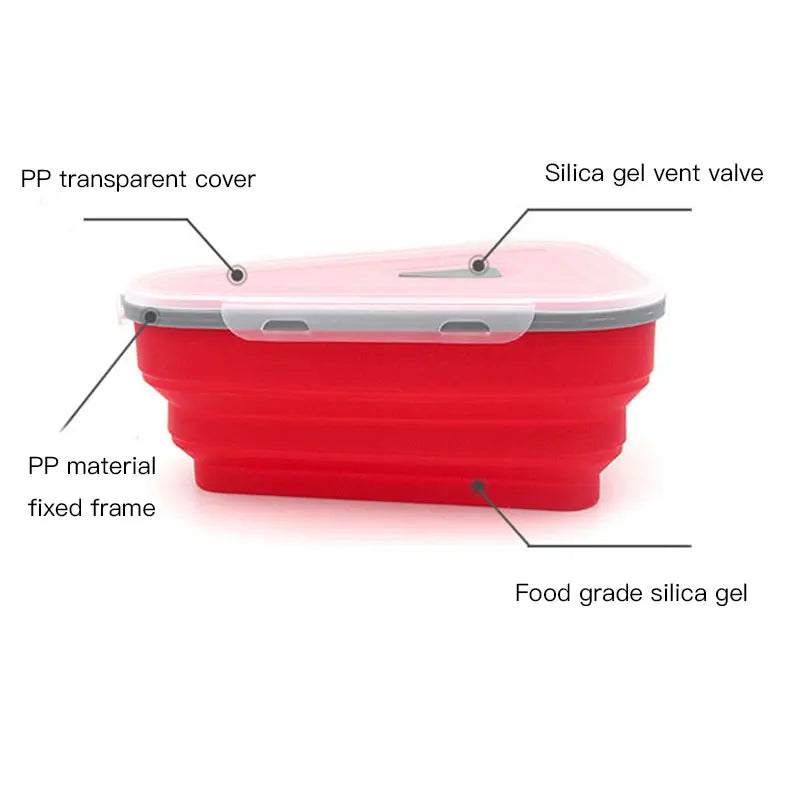 Food Grade Silicone Folding Pizza Box Reusable Triangle For Pizza Packing Box Take Away Box
