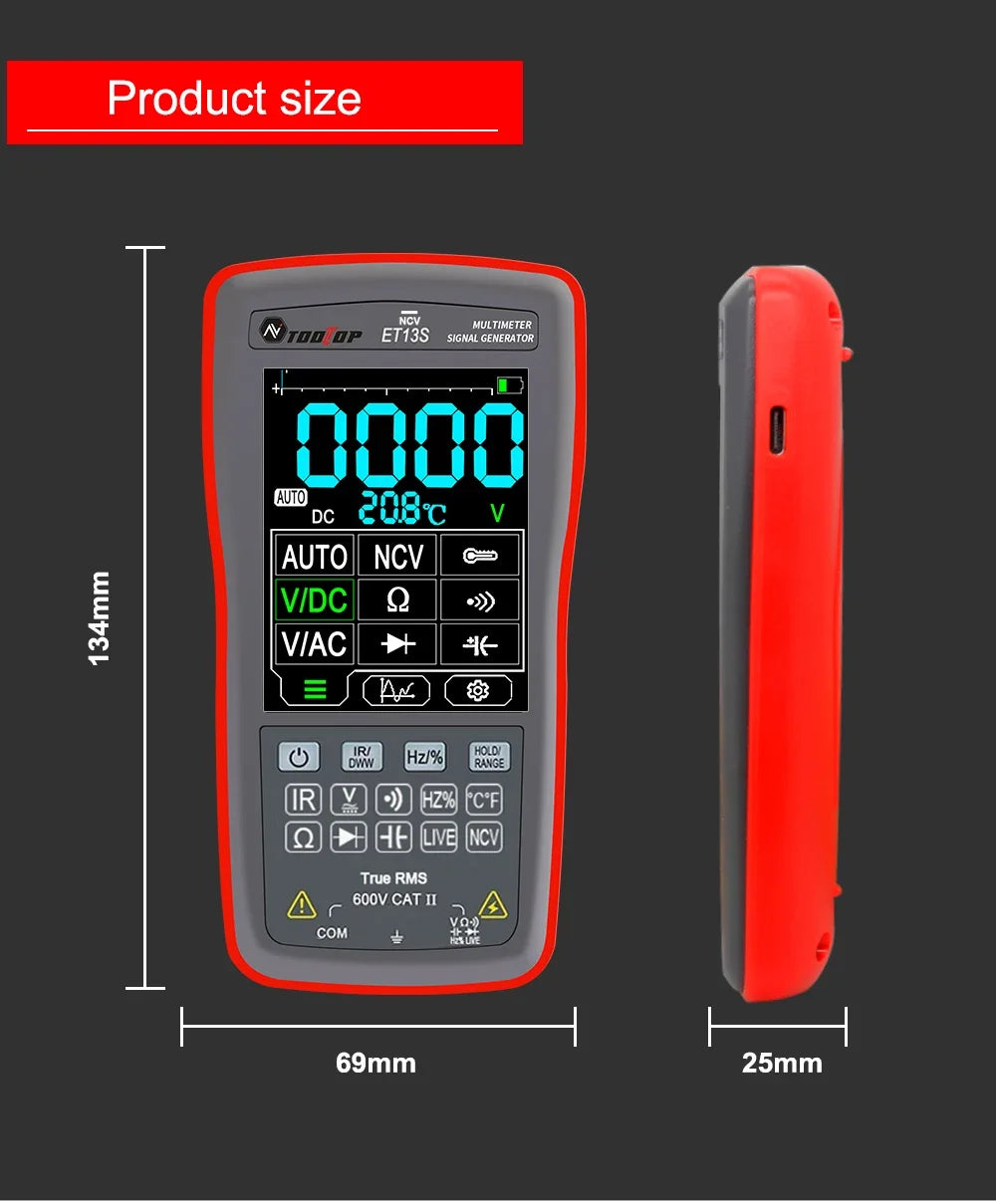 TOOLTOP ET13S Thermal Camera 192*192 Optional Macro Lens Thermal Camera Multimeter 9999 Counts Voltage Duty Cycle Diode Ohm Test
