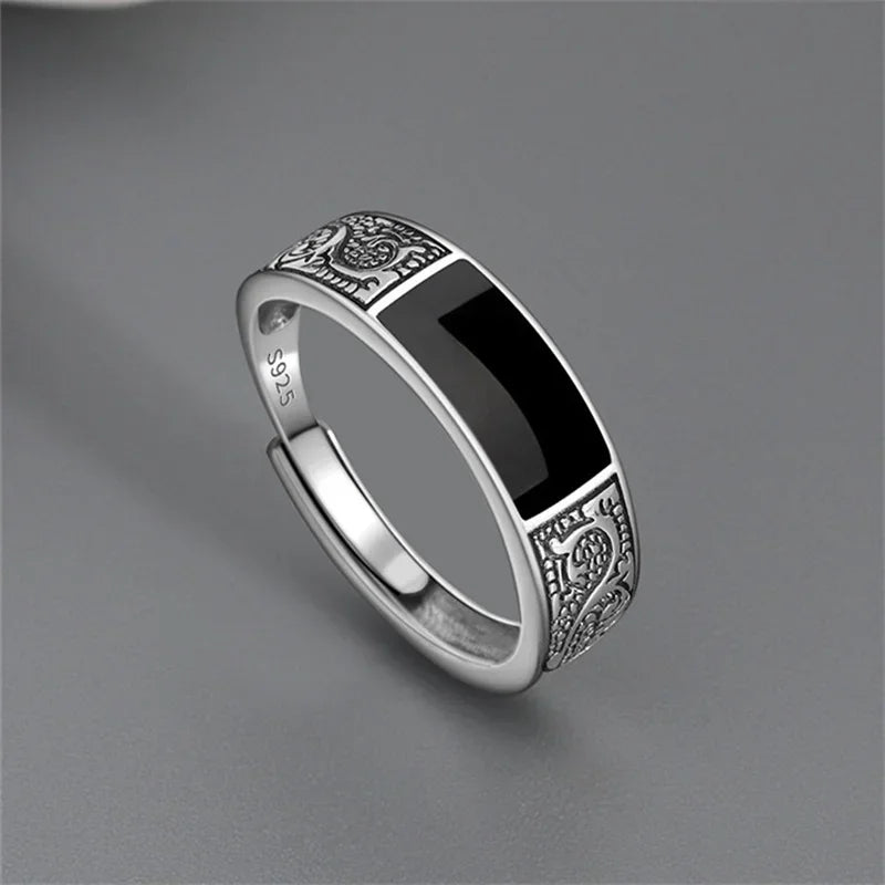 2024 New Vintage Dragon Pattern Titanium Steel Ring for Men Women Simplicity Single Party Opening Adjustable Ring Jewelry Gift