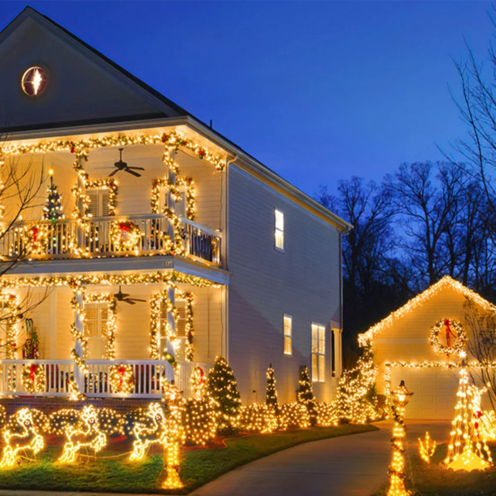 1pc Warm And Colorful Solar String Lights Outdoor Waterproof Led Courtyard Tree Wedding Flashing Lights Solar String Lights