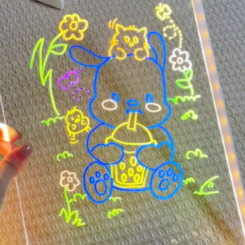 DIY Acrylic Board with Colors Pens LED Note Board Luminous Blackboard Wordpad LED Drawing Board Kid Drawing Toys with Night Ligh