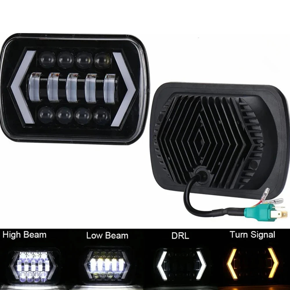7x6" 5X7" Waterproof LED Projector Headlight Hi-Lo Beam DRL For Jeep Cherokee XJ car accessries