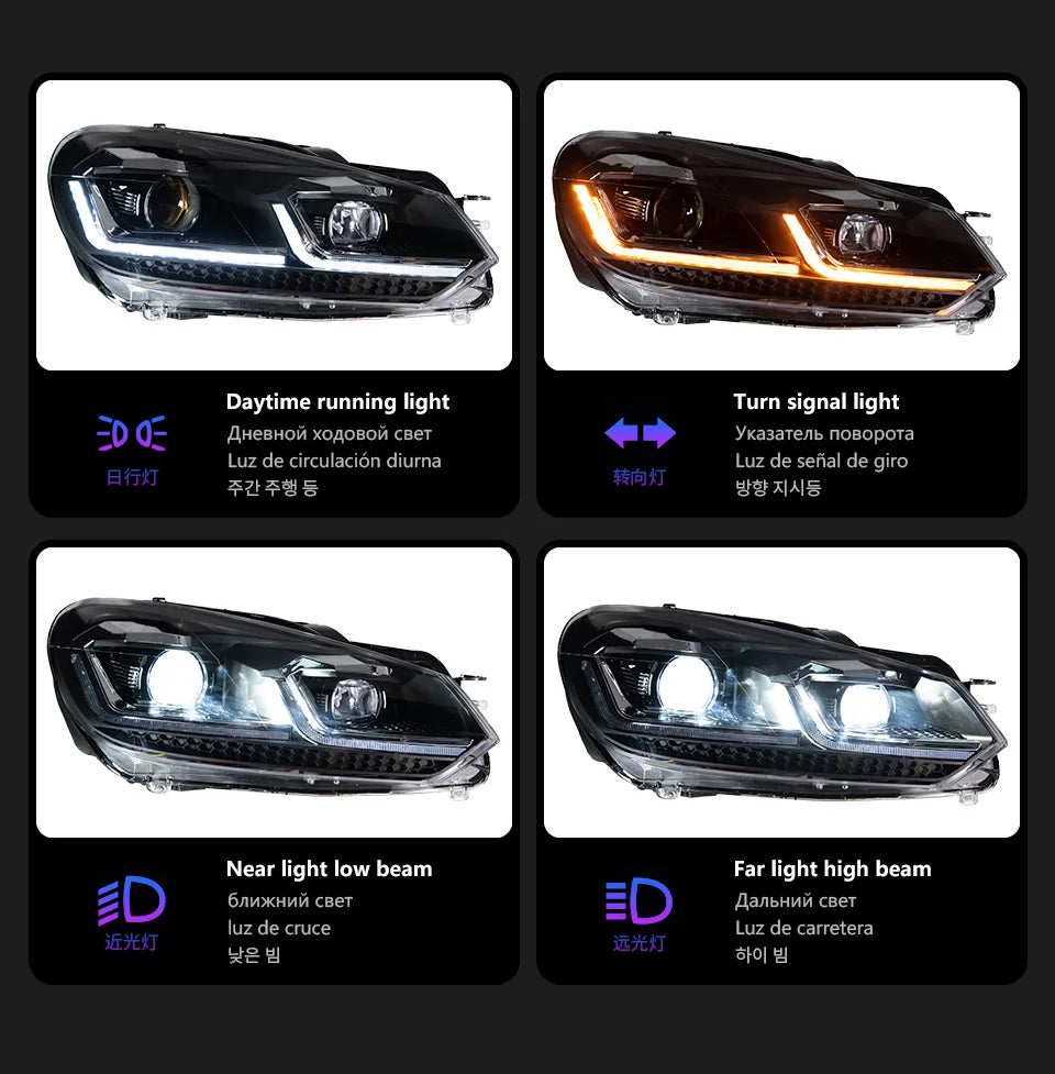 Car Lights for VW Golf6 Golf 6 MK6 Headlight 2009-2012 R20 GTI Head Lamp Drl Projector Lens Automotive Accessories