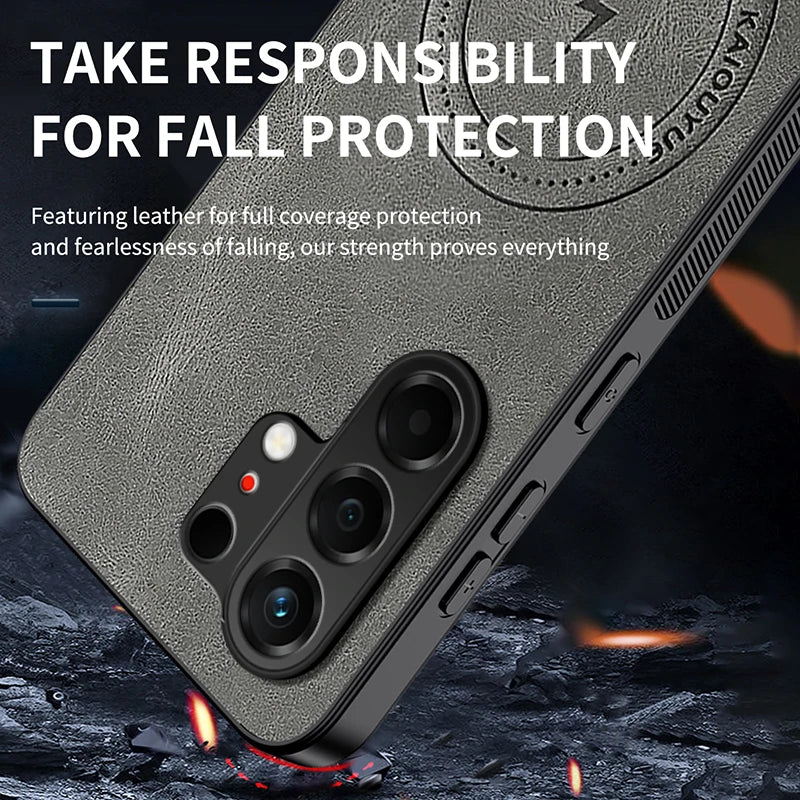 For Tecno Camon 50 4G Vintage Business Phone Case Cover Sheepskin Leather Magnetic Case Wireless Case for Tecno Camon 50 Pro 4G