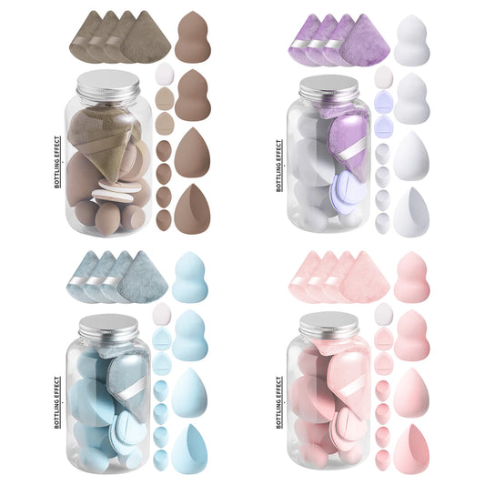 Powder Puff, 15pcs Creative Used for various shapes Storage bucket Dry & Wet Use Powder Puff For Makeup, Foundation
