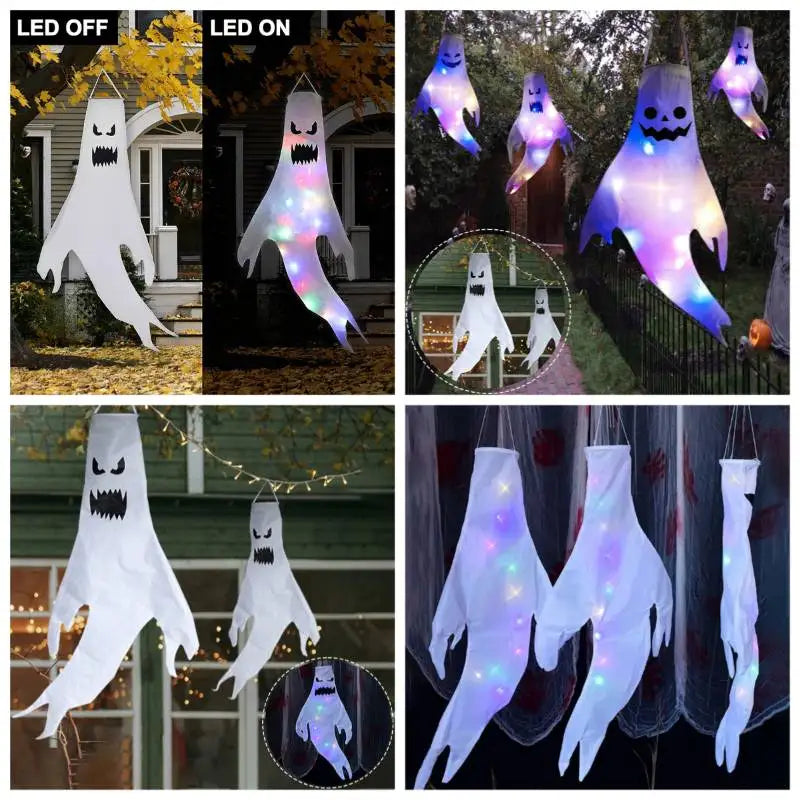 Ghost Lantern Halloween Decoration Hanging Flag Halloween Ghost Windsock Outdoor Pendants The Day of Dead Party Decor