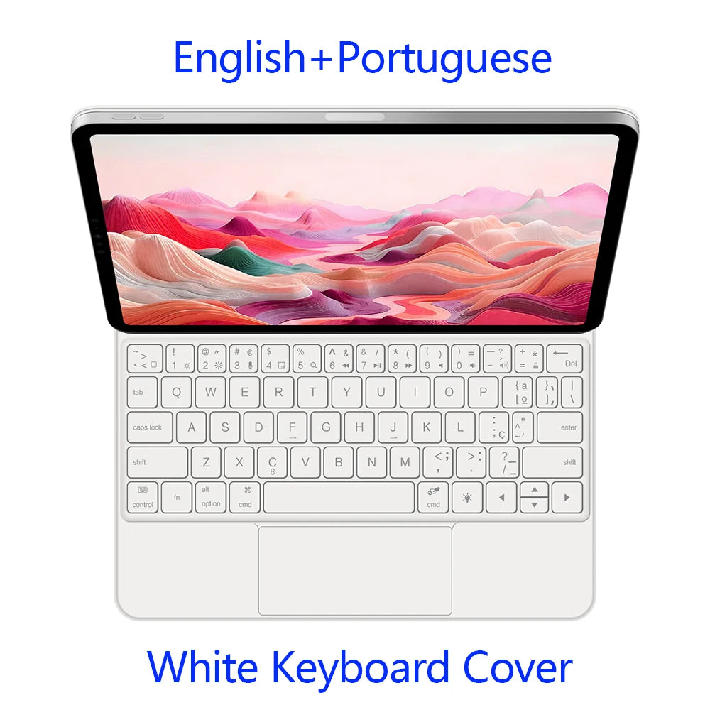 AJIUYU Magic Keyboard Folio For iPad Pro 11 inch (M4) 2024 A2836 A2837 Smart Magnetic Case Multi-touch Backlight Keyboard Cover