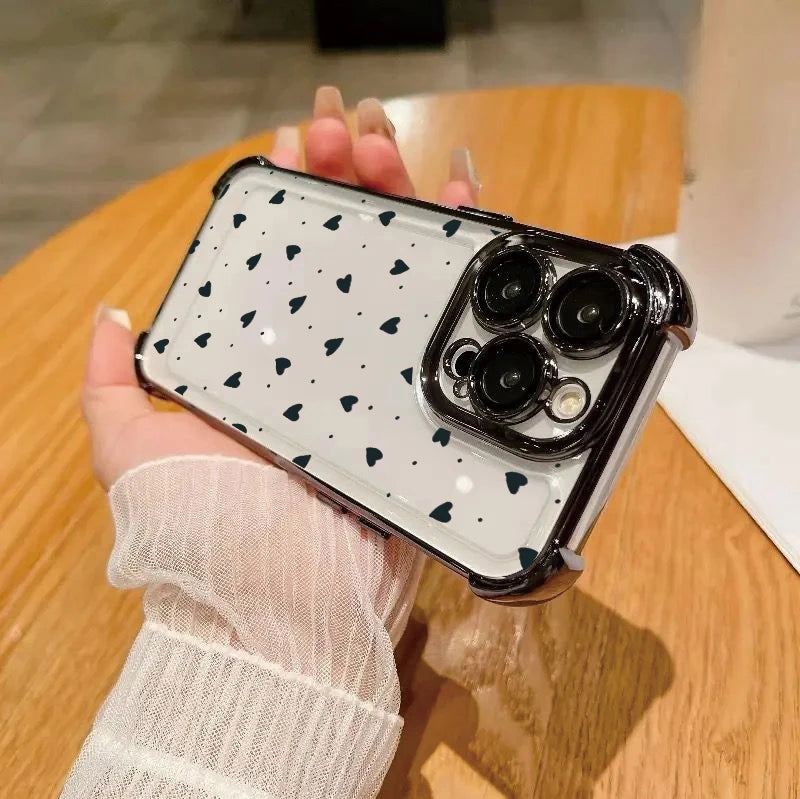 Cute Love Heart Electroplated Airbag Case For Realme 15 14 Pro Plus 15T 5G C53 C51 C85 C55 C15 C20 C35 C33 12 13 9 Pro Plus GT 7