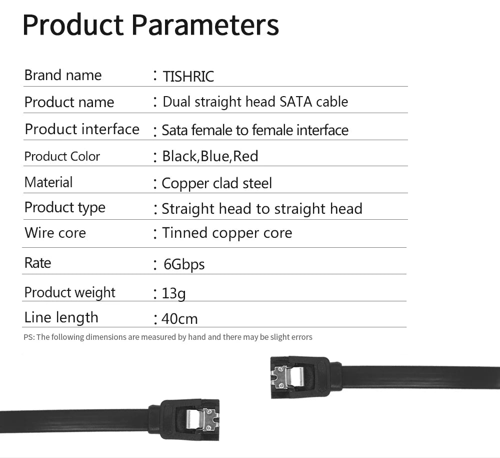 TISHRIC SATA Cable Sata3.0 Solid State Hard Disk Serial Data Cable Multi-Spec Flexible Sata Hard Disk Fast Transmission Cable