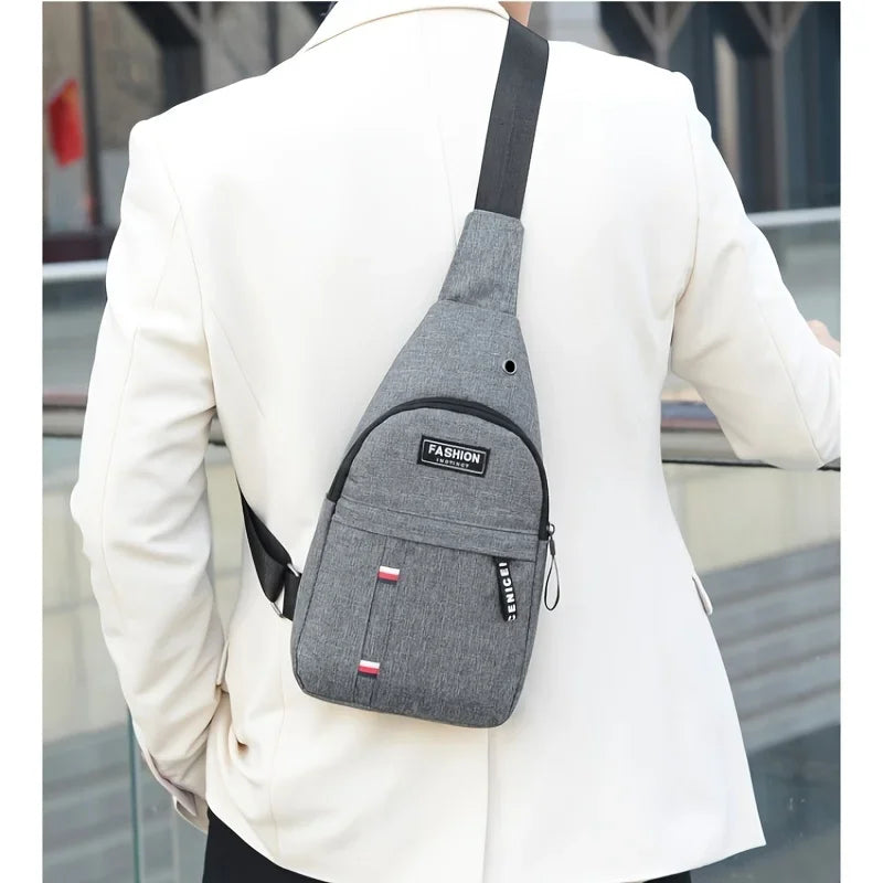 Men's Small Canvas Crossbody Chest Bag, Multifunctional Sling Bag For Outdoor Sports Travel Hiking Camping