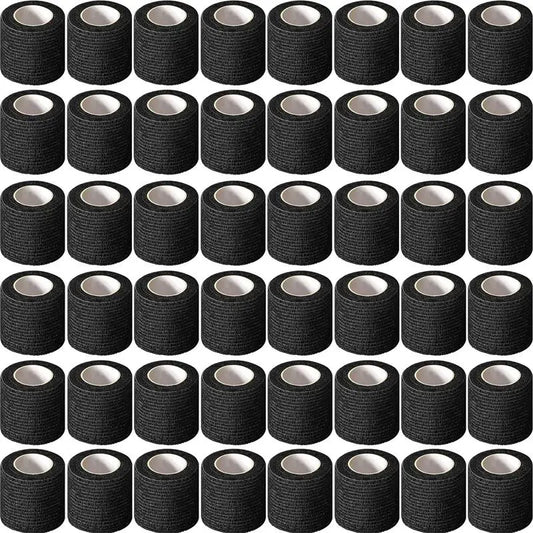 Wholesale 24Pcs Black Tape Tattoo Handle Bandage Anti-slip Athletic Nonwoven Waterproof Disposable Self-adhesive Elastic Bandage