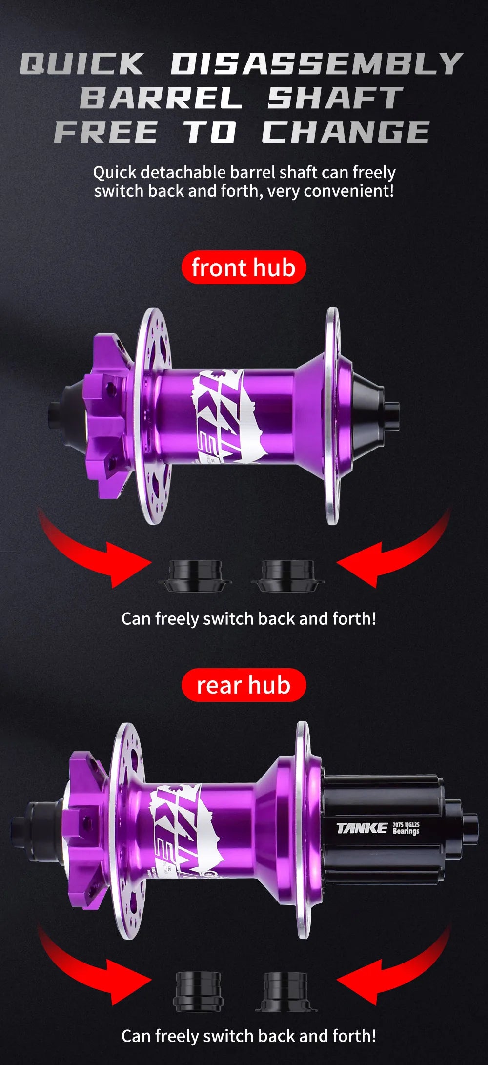 TANKE 120 Click Hub Bearing MTB Hub Front Rear 32 36 Holes Disc Brake Bicycle Hubs 7 8 9 10 11 12 Speed Quick Release 6 Pawl Hub