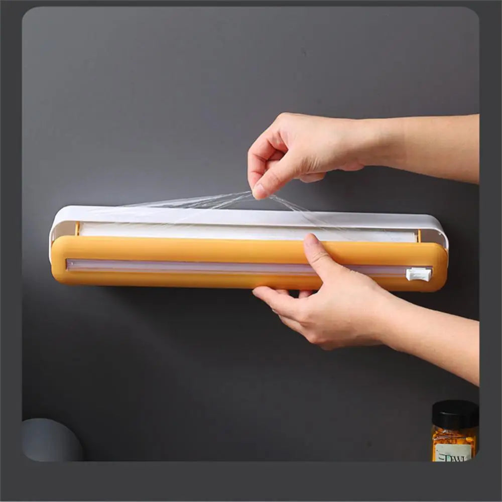 2023 Food Film Dispenser Magnetic Wrap Dispenser With Cutter Storage Box Aluminum Foil Stretch Film Cutter Kitchen Accessories