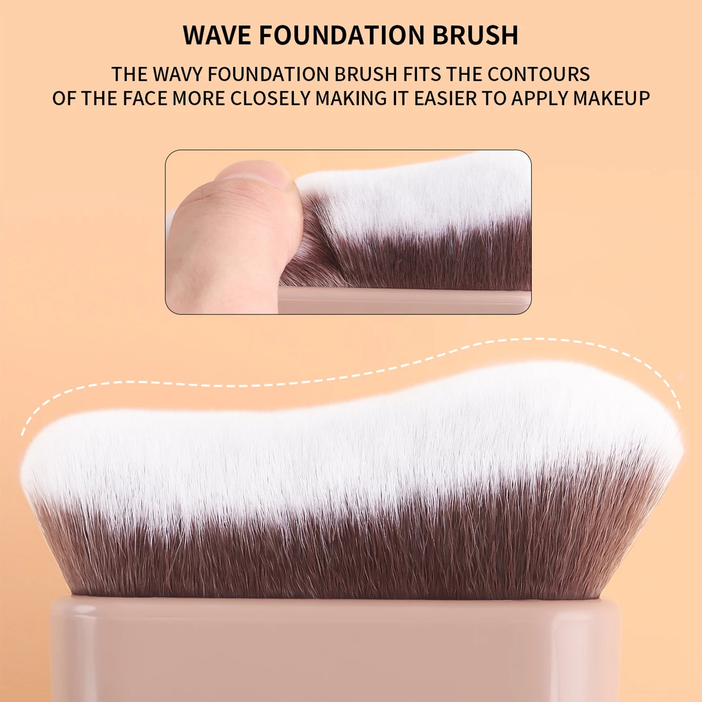Foundation Brush, 1pcs Plastic Creative	wave Fit Perfectly Cosmetic Brush	at home or On-the-Go