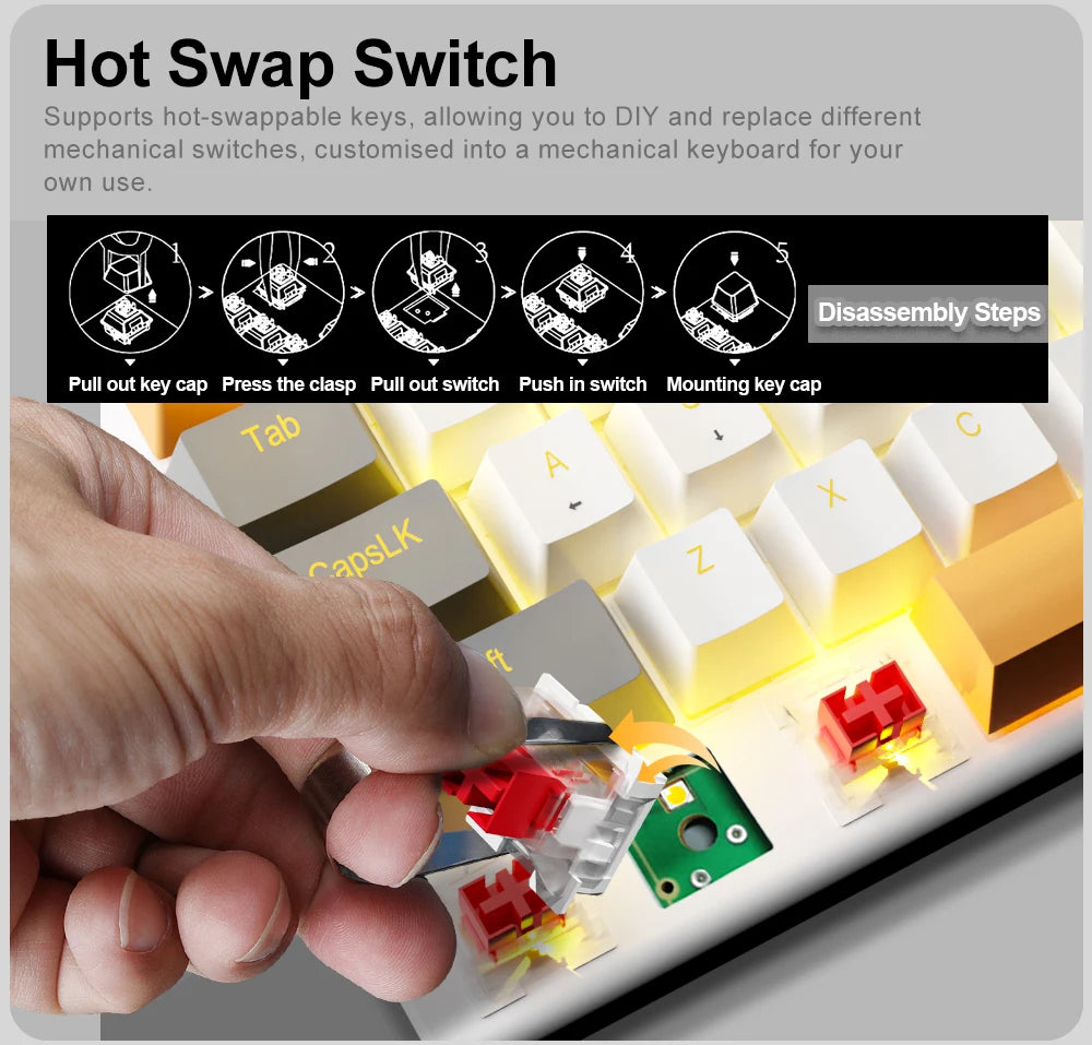 E-YOOSO Z11 USB Mechanical Gaming Wired Keyboard Red Switch 61 Keys Gamer Russian Brazilian Portuguese for Computer PC Laptop