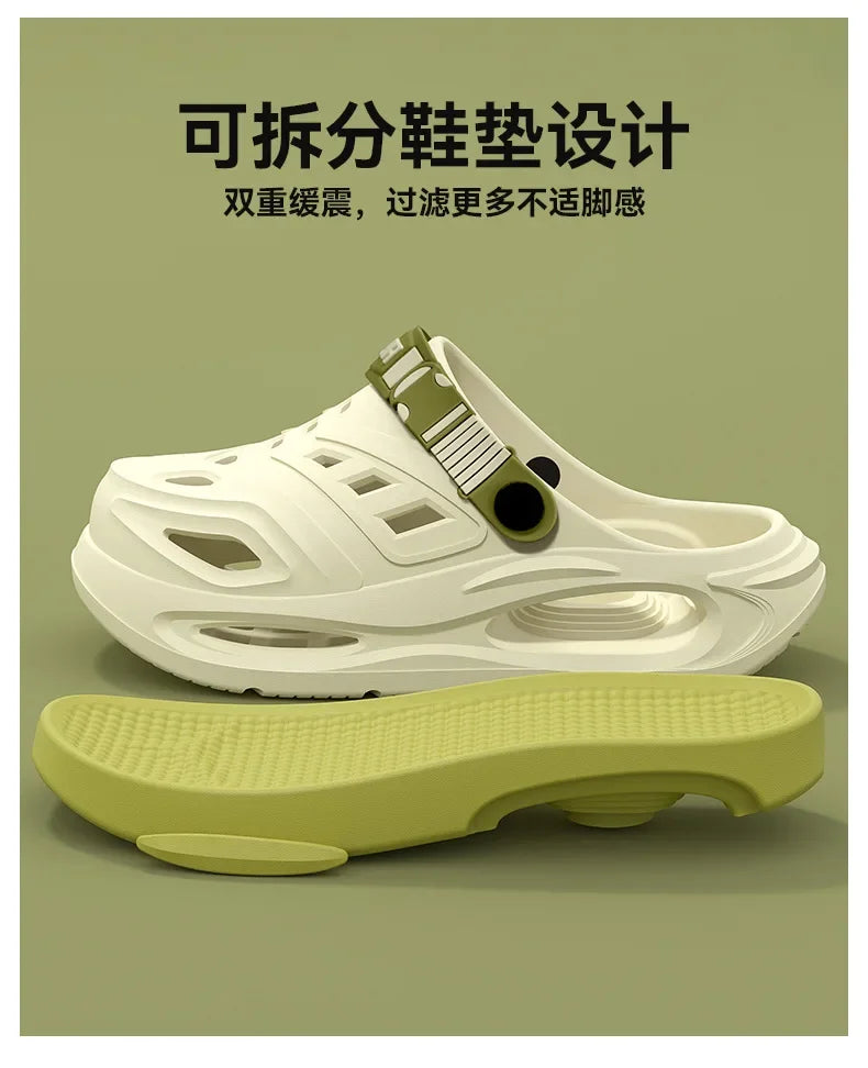 Arch support, anti slip, soft sole, wear-resistant cool slippers for wearing, thick sole breathable odor proof summer hole shoes
