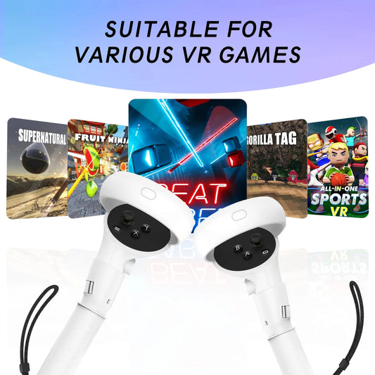 VR Game Handle Accessories Compatible with Oculus Quest 2 Controllers, Dual Handles Extension Grips for Meta Quest 2