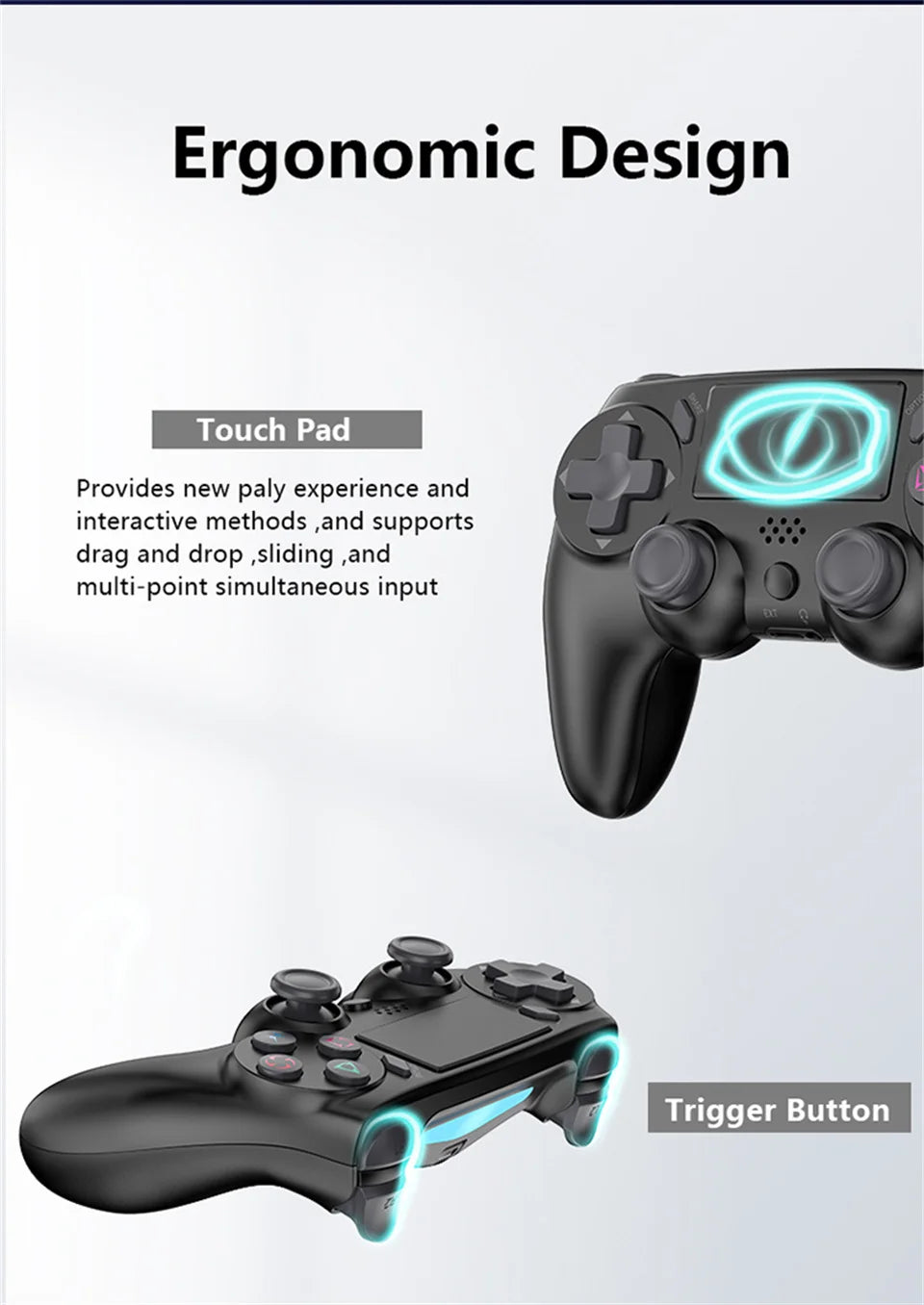 GAMINJA Wireless Gamepad with Six Axis Gyros Dual Vibration Game Controller For PS4 PS3 Game Console Windows 7 8 10 PC Joystick