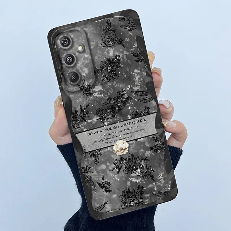 For Samsung Galaxy M34 M35 5G F34 5G Simplicity Flowers Liquid Shockproof Silicone Soft Phone Cover For SamsungM34 5G Case